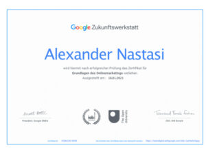Alexander Nastasi Google Zertifikat